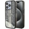 Guess GUHCP15LLFCSEGK iPhone 15 Pro 6.1 czarny/black hardcase Liquid Glitter Gold Stripes
